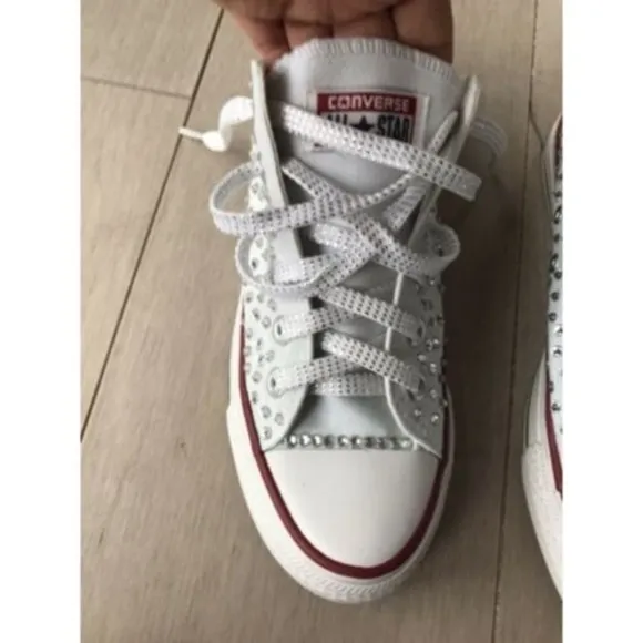 Converse All Star sneakers unisex women 7.5  white Swarovski crystals Shoes