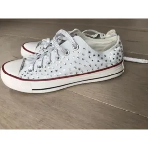 Converse All Star sneakers unisex women 7.5  white Swarovski crystals Shoes