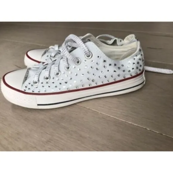 Converse All Star sneakers unisex women 7.5  white Swarovski crystals Shoes