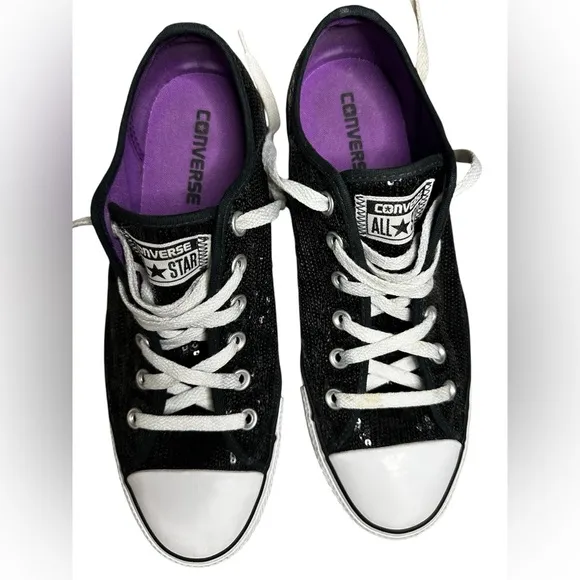 Converse All Star Sparkly Black Shoes Size 10