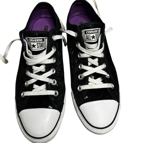 Converse All Star Sparkly Black Shoes Size 10
