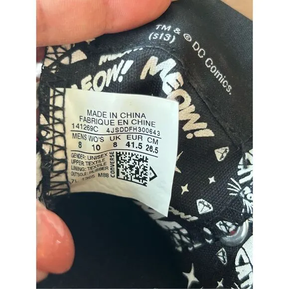 CONVERSE ALL STAR Unisex Men's 8 Women's 10 CATWOMAN Meow DC COMICS SHOES LOW TO
