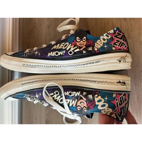 CONVERSE ALL STAR Unisex Men's 8 Women's 10 CATWOMAN Meow DC COMICS SHOES LOW TO
