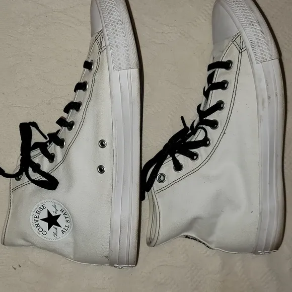 Converse Big Sexy sneakers ankle high tops canvas white black sz 10