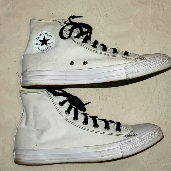 Converse Big Sexy sneakers ankle high tops canvas white black sz 10