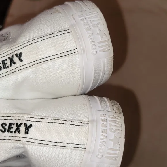 Converse Big Sexy sneakers ankle high tops canvas white black sz 10