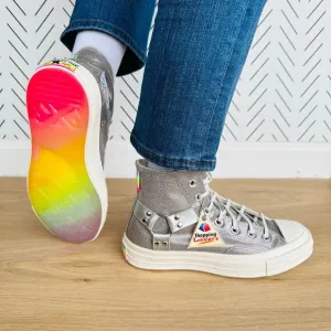 ⭐Converse Chuck 70 Pride Hi Sz 5 Mens Shoes Silver Metallic Sneaker A10214C New