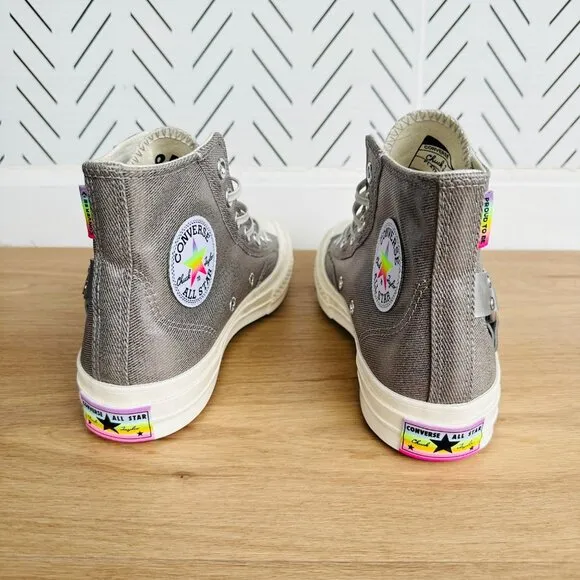 ⭐Converse Chuck 70 Pride Hi Sz 5 Mens Shoes Silver Metallic Sneaker A10214C New