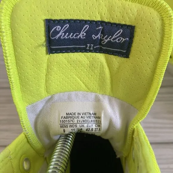 Converse Chuck Taylor All Star 2 Hi Lunarlon Neon Green Shoes Men's 9 Women's 11