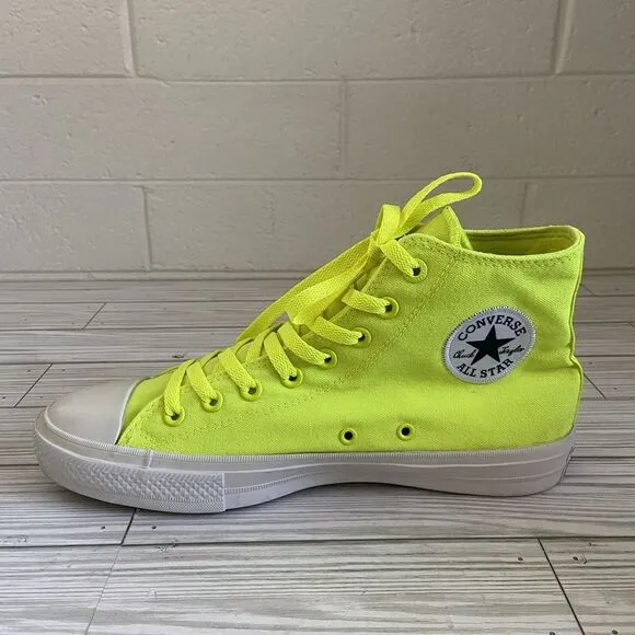 Converse Chuck Taylor All Star 2 Hi Lunarlon Neon Green Shoes Men's 9 Women's 11