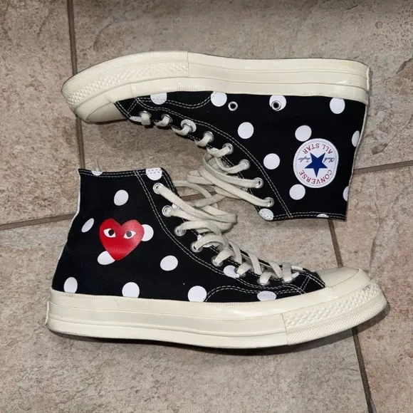 Converse Chuck Taylor All Star 70 Hi Comme des Garcons PLAY Polka Dot M 9 W 11