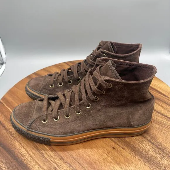 Converse Chuck Taylor All Star Hi Shoes Mens 8 Brown Leather Suede Gum Skate