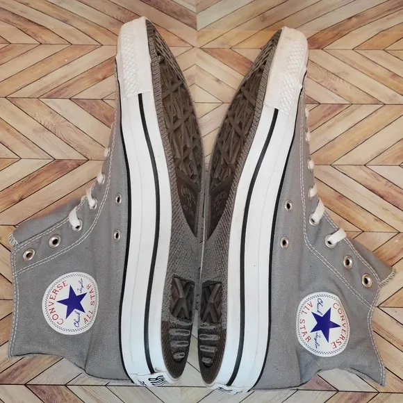 Converse Chuck Taylor All Star High Top Neutral Gray Canvas Shoes Mens Size 11.5