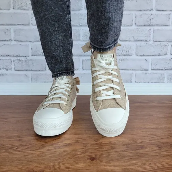 ❤️Converse Chuck Taylor All Star Lift Bow 9.5 Women's Shoes Embroidered A10246C
