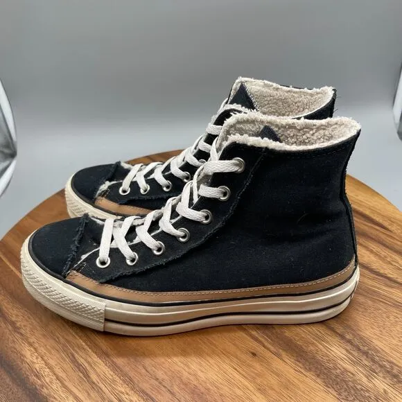 Converse Chuck Taylor All Stars Shoes Womens Size 10 Raw Edge Platform Hi Black