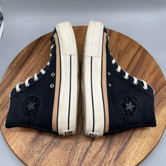 Converse Chuck Taylor All Stars Shoes Womens Size 10 Raw Edge Platform Hi Black
