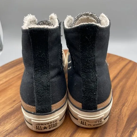 Converse Chuck Taylor All Stars Shoes Womens Size 10 Raw Edge Platform Hi Black