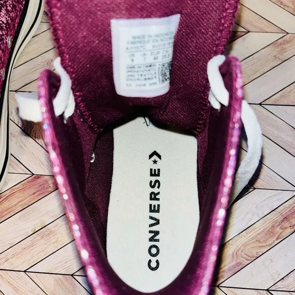 Converse Chuck Taylor Hi Women's 9 Sneakers Orchid Abyss Glitter Purple A11137C