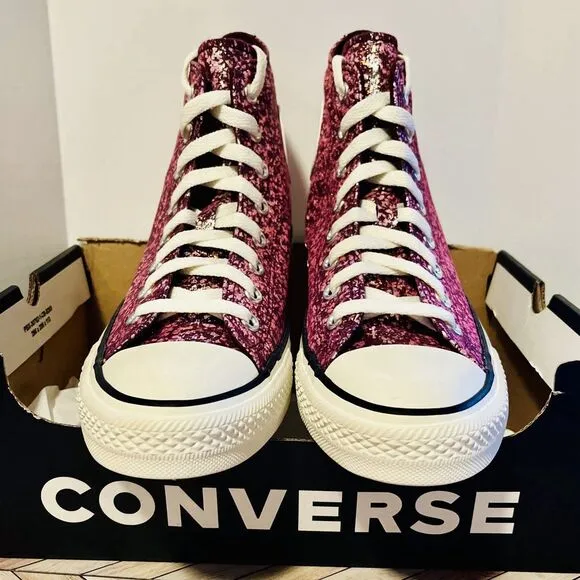 Converse Chuck Taylor Hi Women's 9 Sneakers Orchid Abyss Glitter Purple A11137C