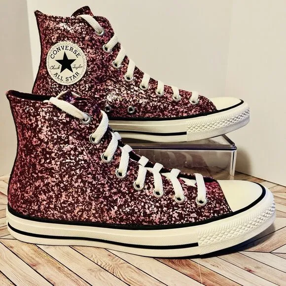 Converse Chuck Taylor Hi Women's 9 Sneakers Orchid Abyss Glitter Purple A11137C
