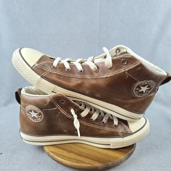 Converse Chuck Taylor Leather All Star Shoes Street Mid Top Pinecone Brown 12 M