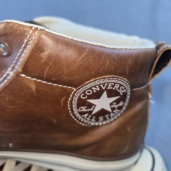 Converse Chuck Taylor Leather All Star Shoes Street Mid Top Pinecone Brown 12 M