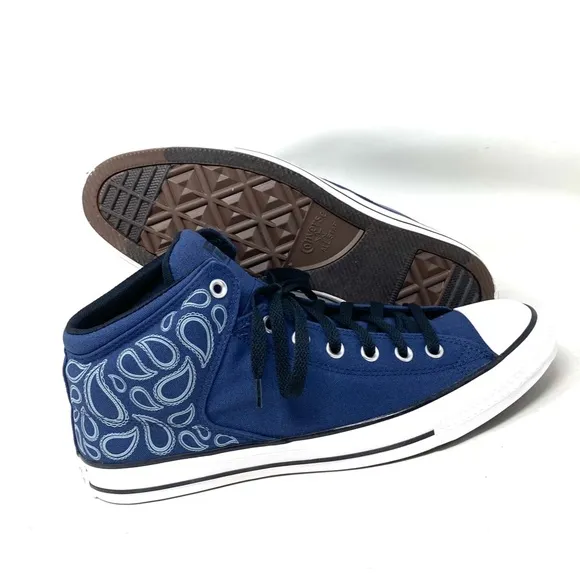Converse Ctas Street Mid For Men Canvas Sneakers Navy White Casual Shoes A02822F
