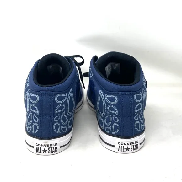 Converse Ctas Street Mid For Men Canvas Sneakers Navy White Casual Shoes A02822F