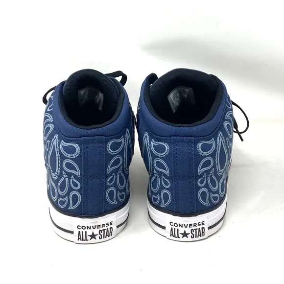 Converse Ctas Street Mid For Men Canvas Sneakers Navy White Casual Shoes A02822F
