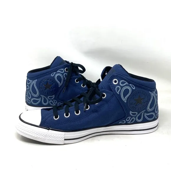 Converse Ctas Street Mid For Men Canvas Sneakers Navy White Casual Shoes A02822F