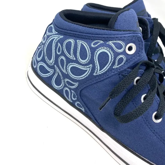 Converse Ctas Street Mid For Men Canvas Sneakers Navy White Casual Shoes A02822F