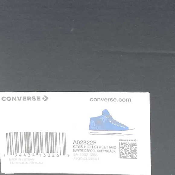 Converse Ctas Street Mid For Men Canvas Sneakers Navy White Casual Shoes A02822F