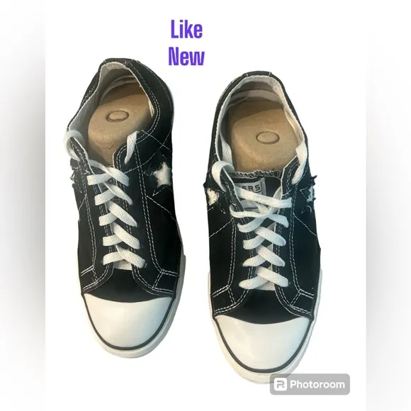 Converse One Star Black White Low Top Sneakers sz 8.5 Ladies Like New