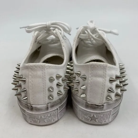Converse White Low Studded Distressed Sneakers | Size 9.5