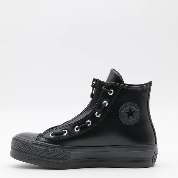 Converse Women's Chuck Taylor All Star Lift Platform Leather Shoes Black Size 6