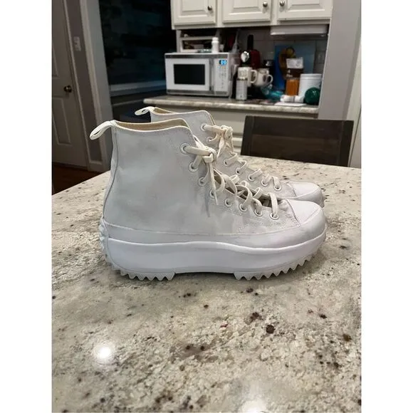Converse Run Star Hike High Triple White Sneakers sz Mens 9.5 Womens 11 EUC