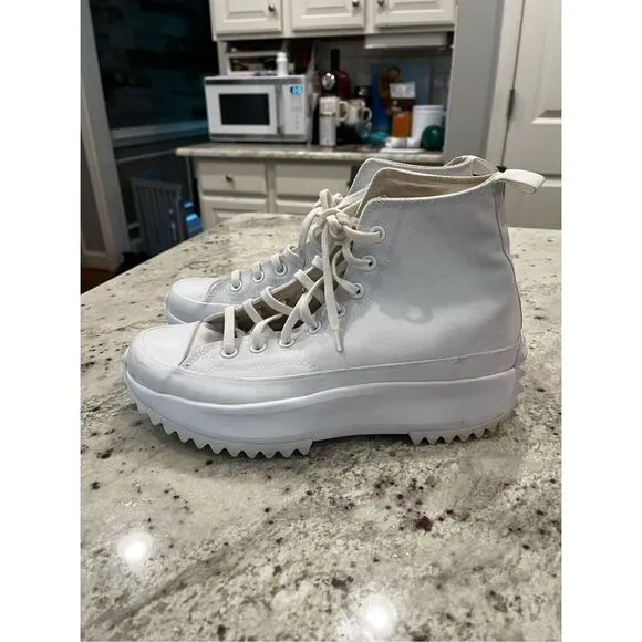 Converse Run Star Hike High Triple White Sneakers sz Mens 9.5 Womens 11 EUC