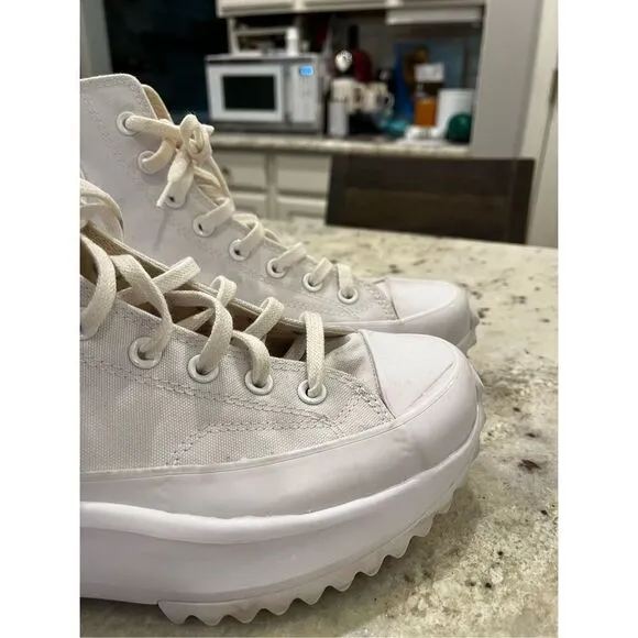 Converse Run Star Hike High Triple White Sneakers sz Mens 9.5 Womens 11 EUC