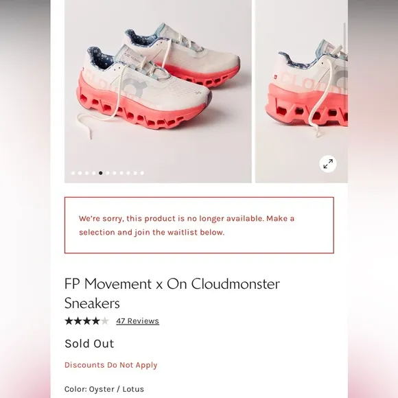 COPY - Free People x On Running Cloud-monster Sneakers Oyster Lotus 3WE30633274…