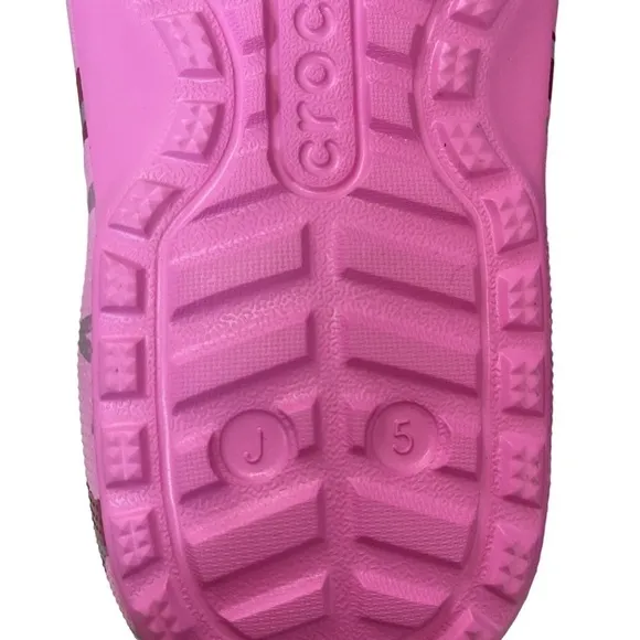 Crocs Classic Lined Disco Dance Party Clog Girl’s J5 Shoe Pink Sandal