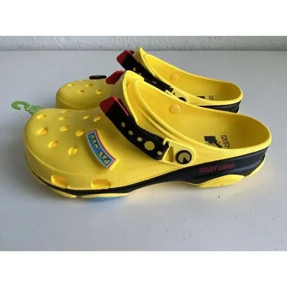 Crocs X PAC-MAN ALL-TERRAIN CLOG SHOES 209322-7C1 Only 2 Jibbitz Men's Sz 12 NEW