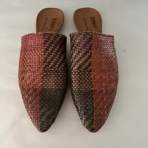 Cydwoq Orient Vintage Leather Knit Mule Womens Size Euro 39.5 US 9.5 Artsy Boho