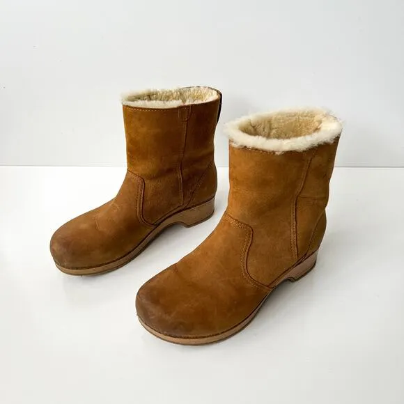 Dansko Bettie Shearling Boots Clogs Ankle Booties Nubuck Size 38 / 7.5-8