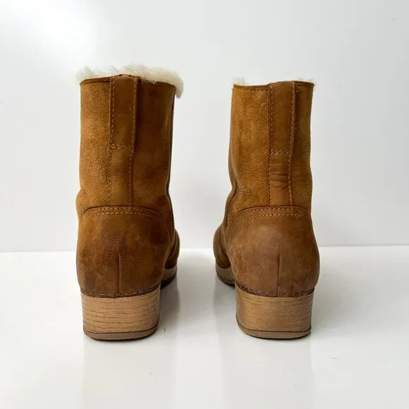 Dansko Bettie Shearling Boots Clogs Ankle Booties Nubuck Size 38 / 7.5-8