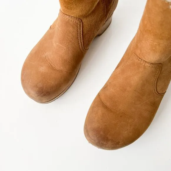 Dansko Bettie Shearling Boots Clogs Ankle Booties Nubuck Size 38 / 7.5-8