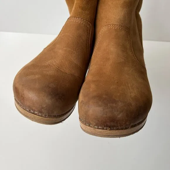 Dansko Bettie Shearling Boots Clogs Ankle Booties Nubuck Size 38 / 7.5-8