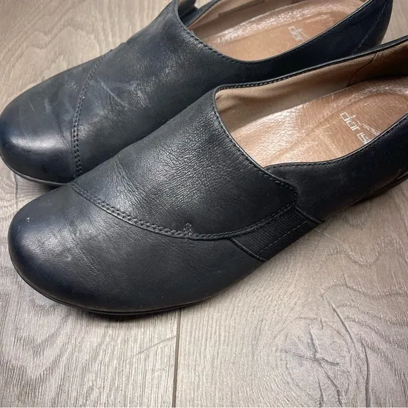 Dansko Fae Burnished Leather Slip-On Comfort Shoes Black Size 39, 8.5-9 Women’s