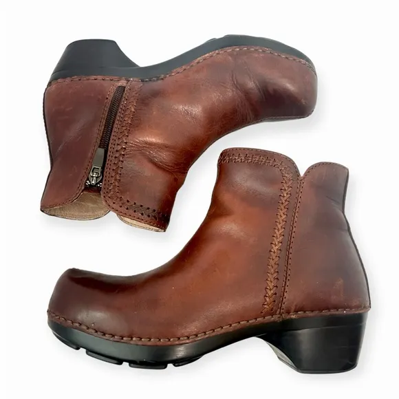 DANSKO Y2K Scout Leather Ankle Booties Brown Size 38 7.5-8