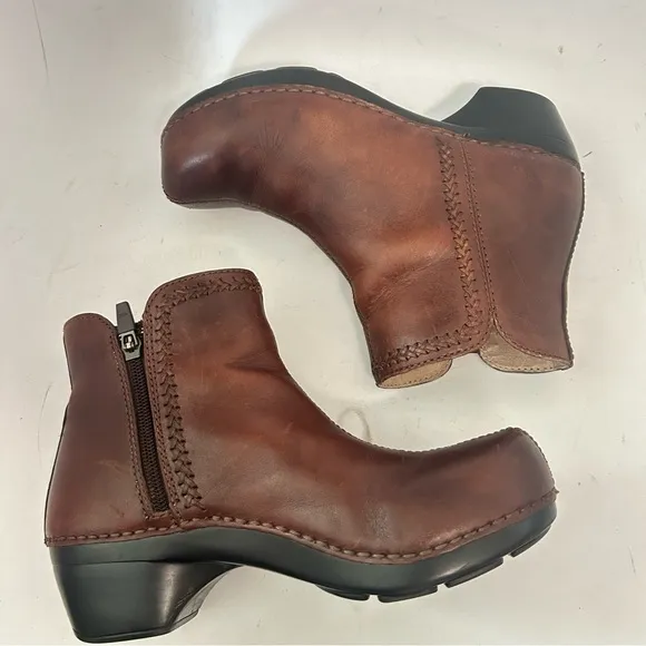 DANSKO Y2K Scout Leather Ankle Booties Brown Size 38 7.5-8