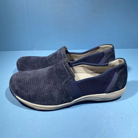 Dansko Women's Halle Navy Suede Slip On Shoes Size 39-8,5-9US Lightweight